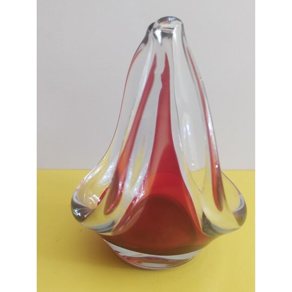 Vintage MCM glass vase/candy dish "Coquille" by Flygsfors, Sweden, Paul Kedelv - Picture 3 of 10